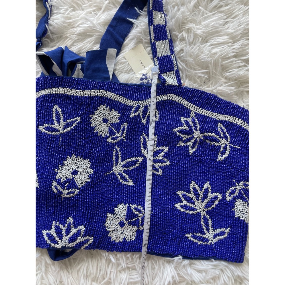 Celandine Anthropologie Beaded Floral Crop Top - Picture 10 of 12